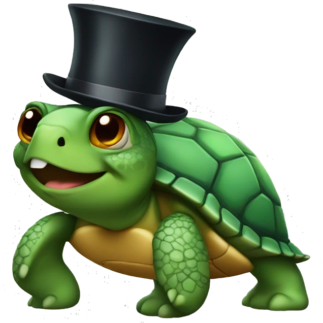 turtle with tophat emoji