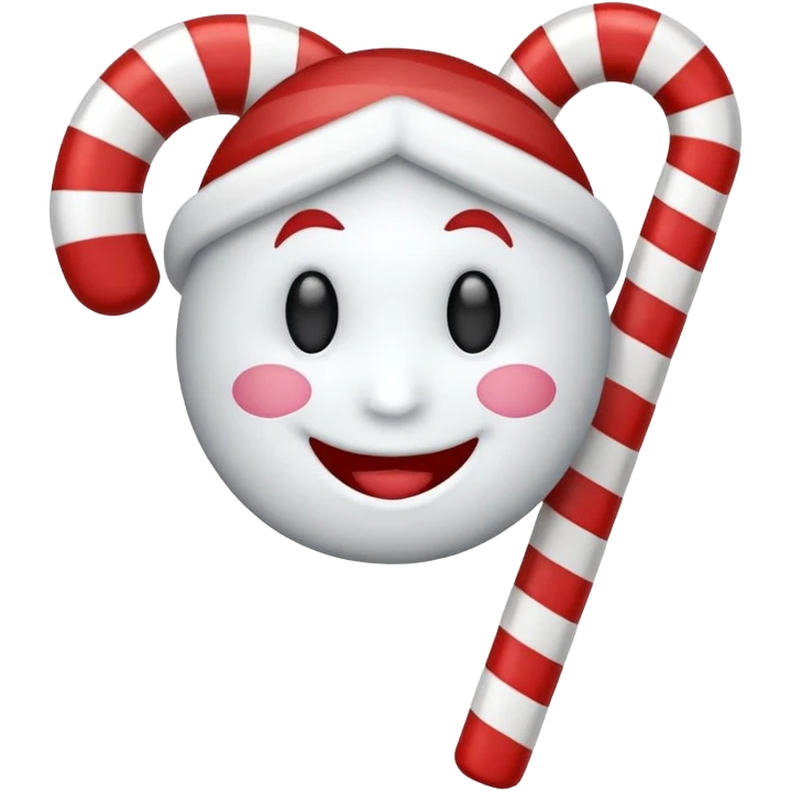 peppermint stick with a face emoji