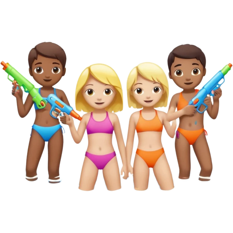 children playing with water guns emoji