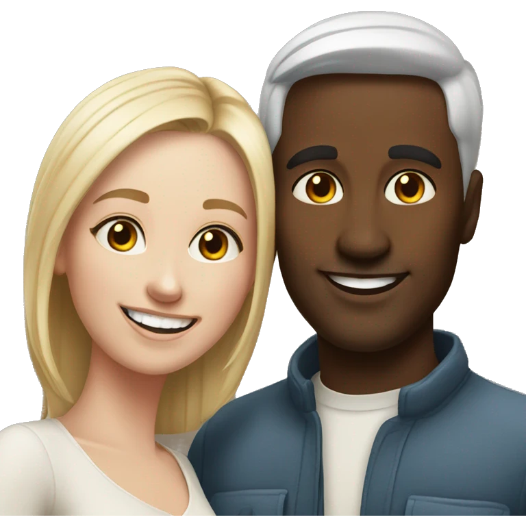 happy couple portrait smiling, whiter skin emoji