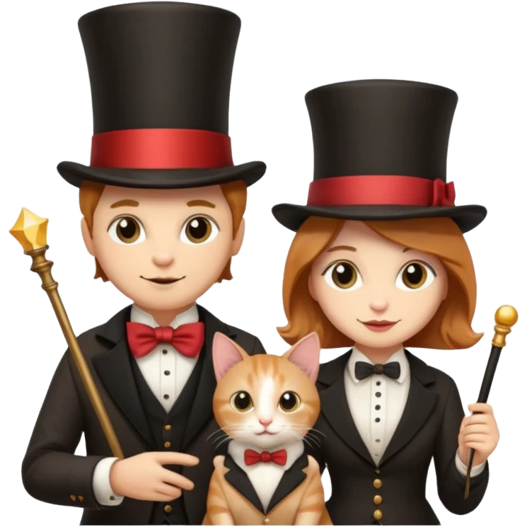 magician couple and their pet cat emoji