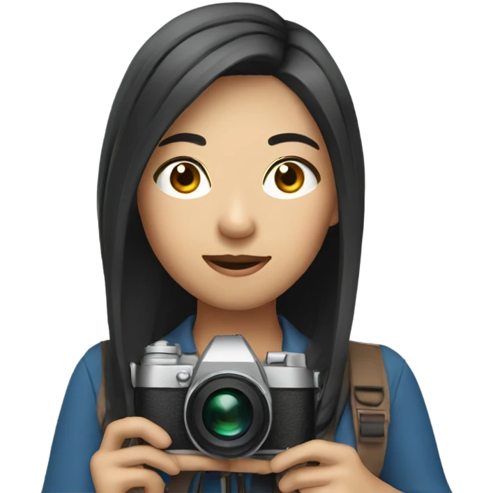 asian girl with video camera emoji