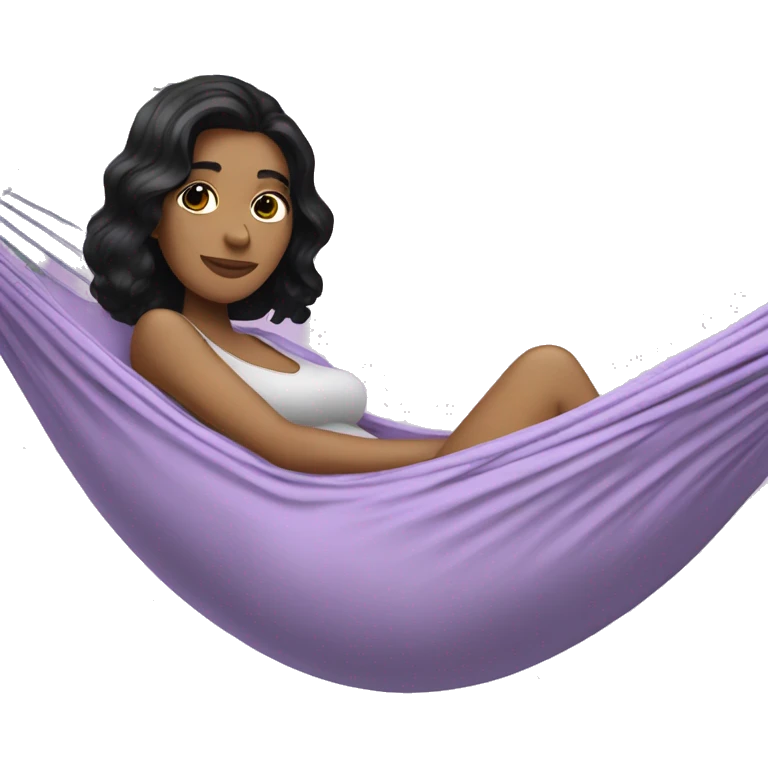 white girl with black hair laying in a lilac hammock emoji