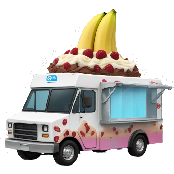 Side view mandalorian 20 foot long banana split Ice Cream step van  emoji