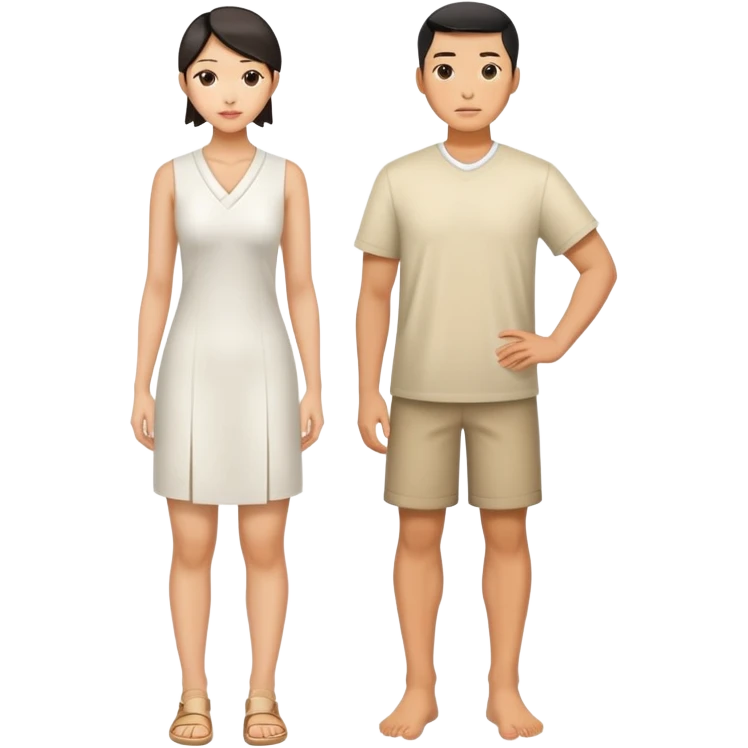 china men and woman photorealistic standing on feet emoji