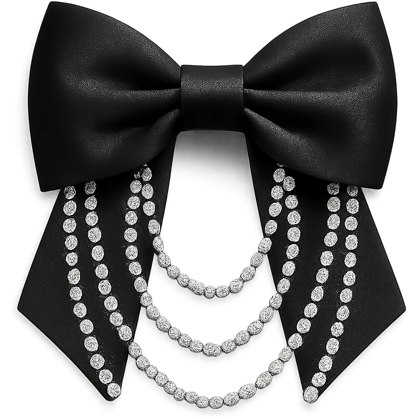 kpop idol bow tie with crystal chains, fashionable emoji
