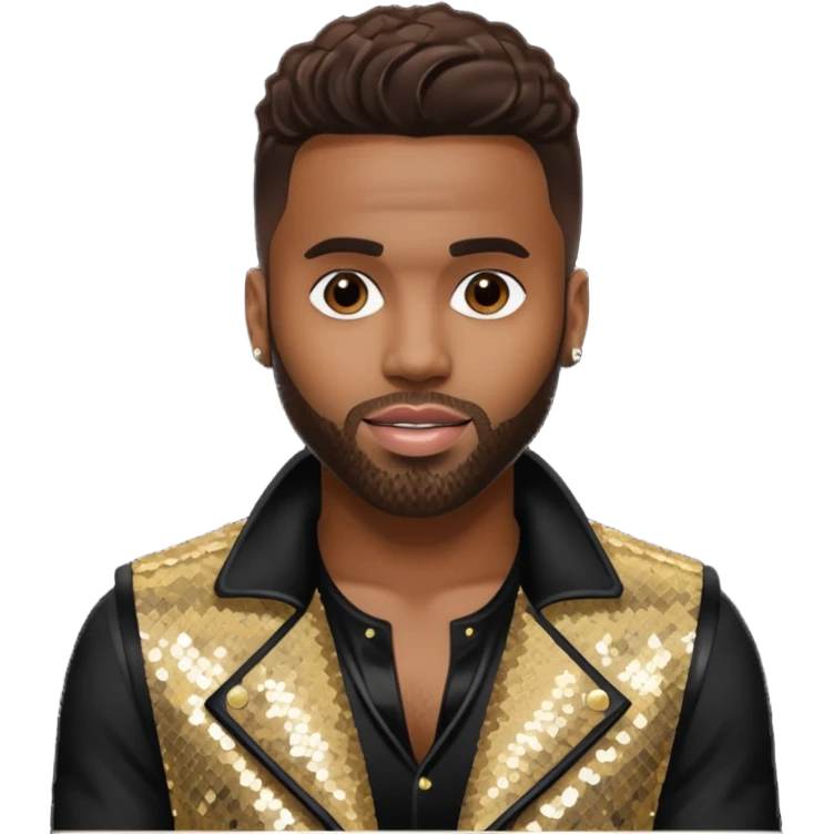 Jason Derulo with dark brown hair, black sequin outfit emoji