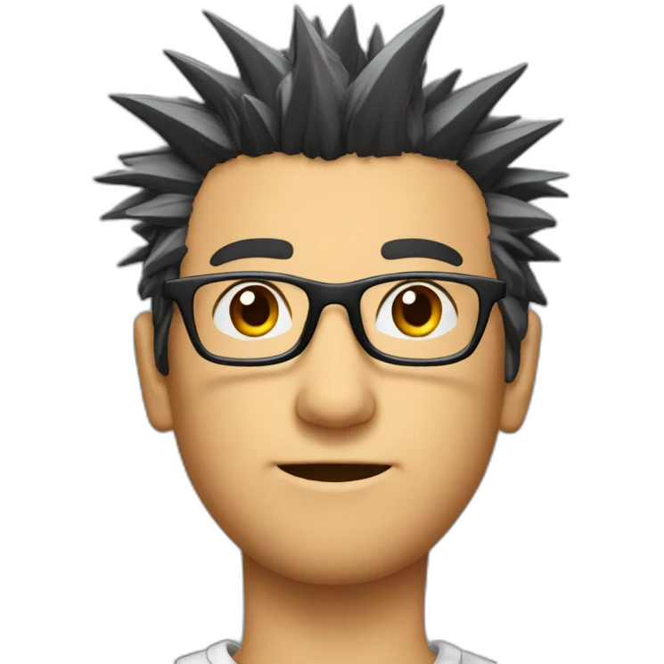 Spiky hair, glasses, man emoji