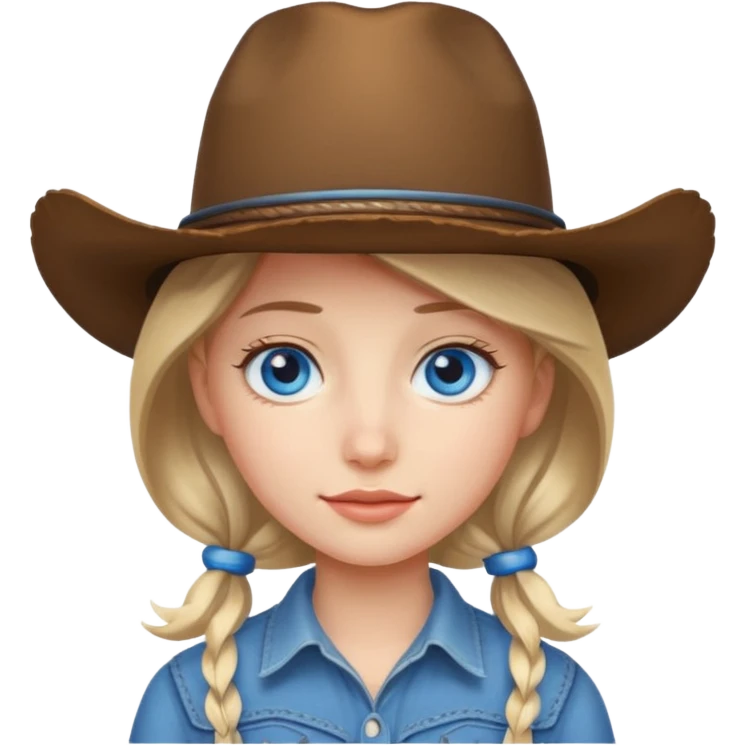 Girl with cowboy hat with blue eyes emoji