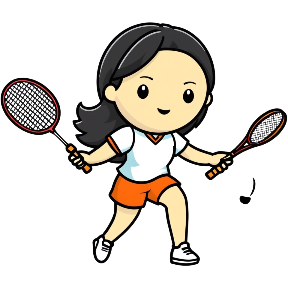 Beautiful long hair lady playing badminton emoji