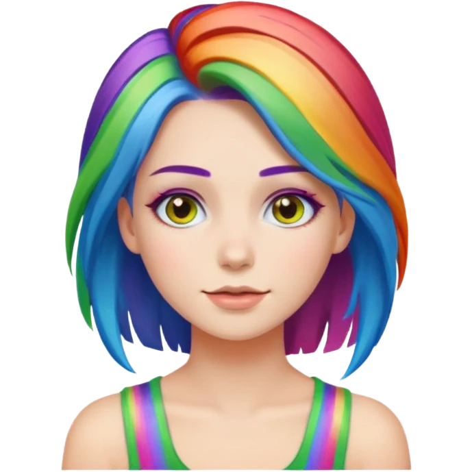 A naked women with rainbow hair emoji