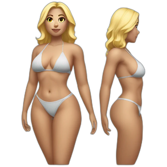 Slim-thicc Caucasian woman small bikini pose (beach body) emoji