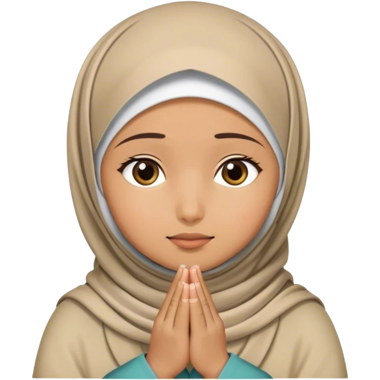 Girl in hijab prays to Islam emoji