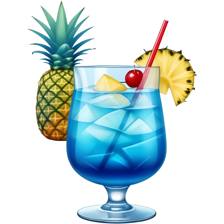 Blue Hawaii cocktail in hurricane glass emoji