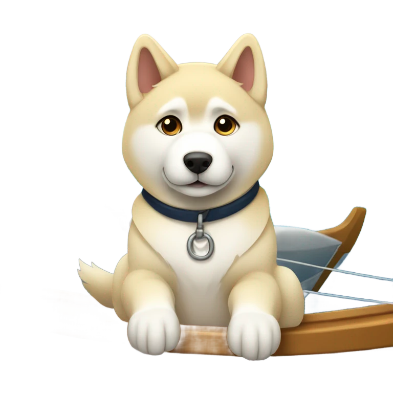to a light dorée  Husky in a sailboat emoji
