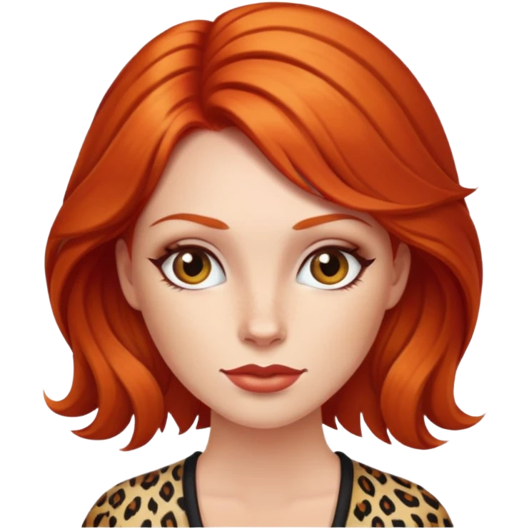 Red headed woman in animal print emoji