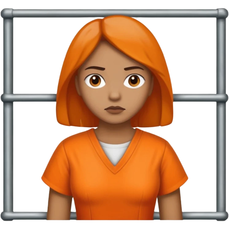 Prison in orange dress in jail  image in professional look emoji