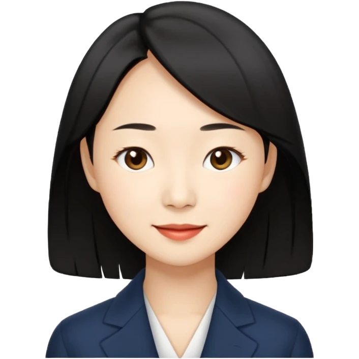 “Cartoon emoji of black hair Gong Hyo-jin, long narrow face, sharp jawline, small almond eyes, high nose bridge, elegant smile, minimal makeup, refined aura” emoji