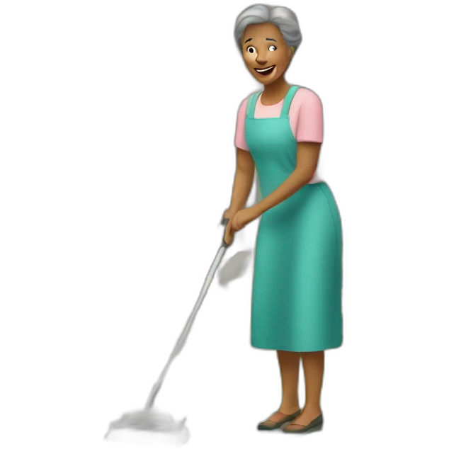 middle aged women mowning the lawn emoji