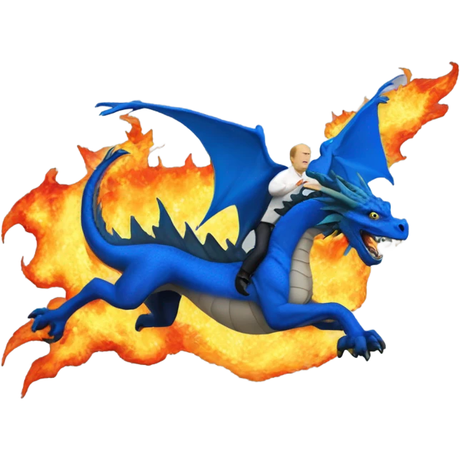 putin on blue dragon that throws flames emoji