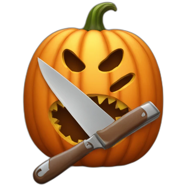 halloween pumpkins with a knife in his mouth emoji
