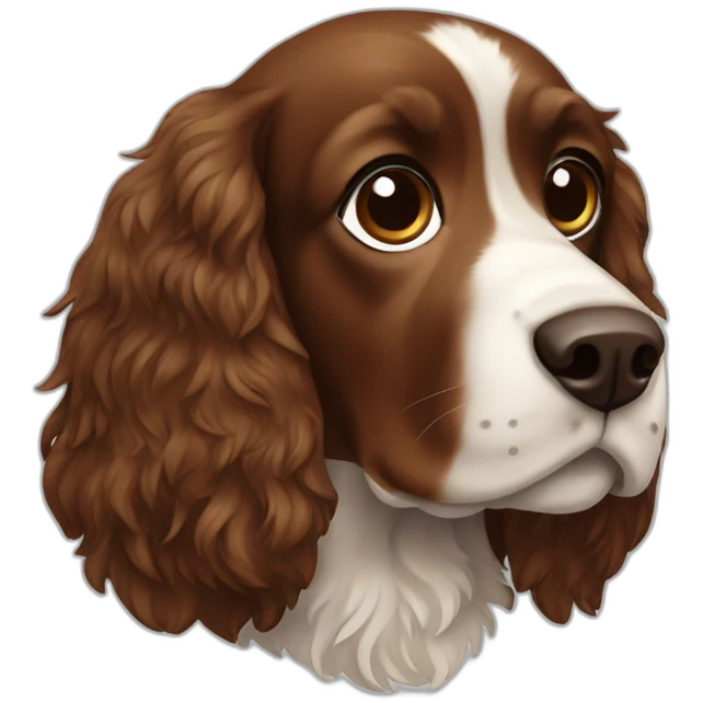 Brown spaniel with a white spot emoji