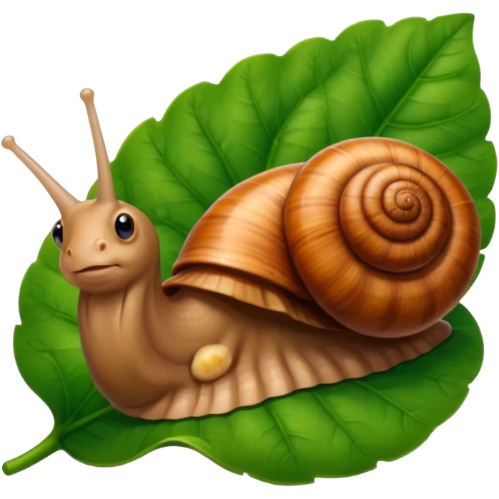 brown Snail with Long hair on leaf emoji