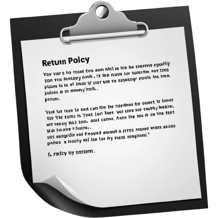 just 2 words "return policy", no background emoji