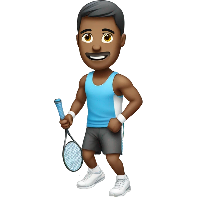 Male doing Gym excercise focusing in tennis  emoji