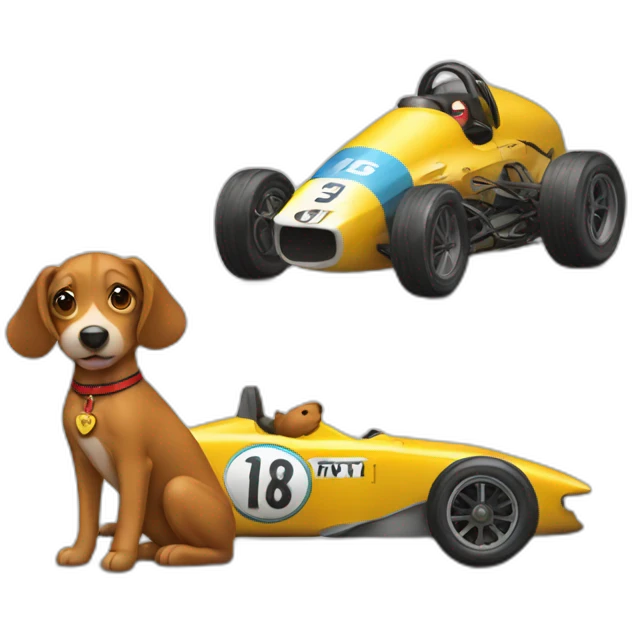 racing car and dog emoji