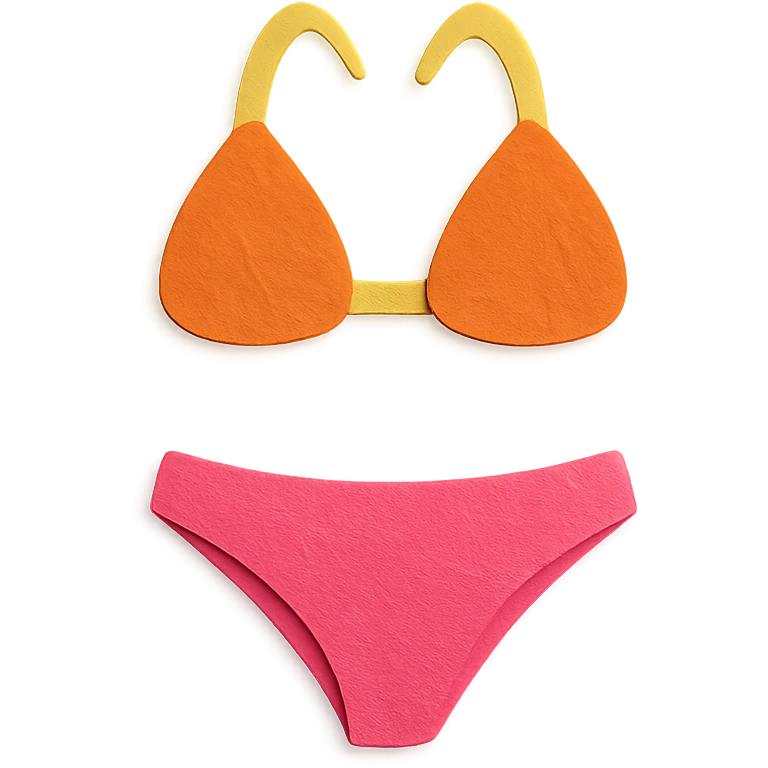 two-piece bikini swimsuit, paper-craft style illustration emoji