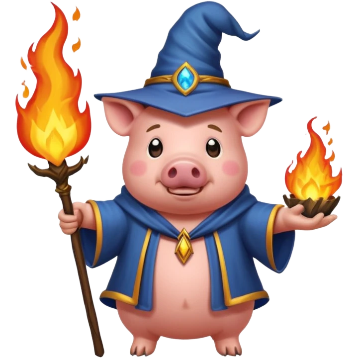 wizard pig summoning fire emoji