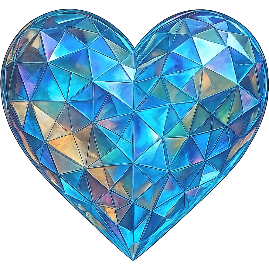 heart with a prismatic glass texture, digital illustration, no background emoji