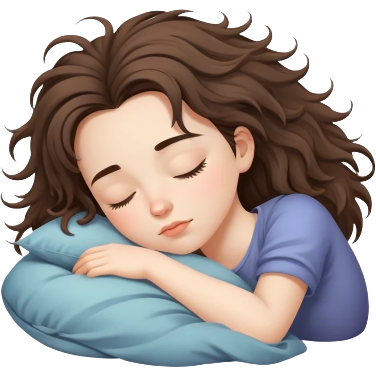 beautiful pale brunette girl sleeping￼ with messy hair emoji