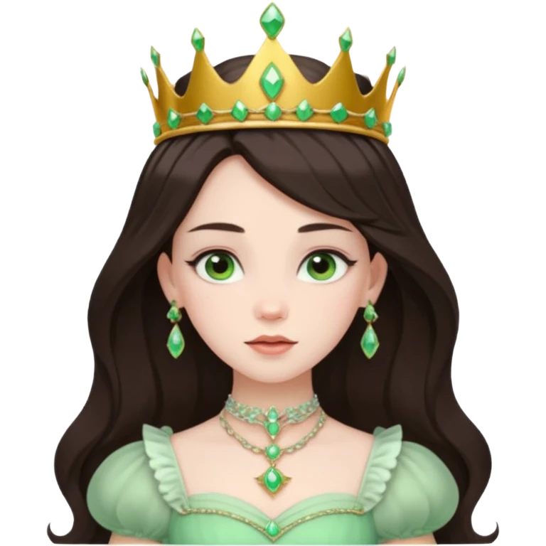 Princess Ozma from The Land of Oz with long dark brown hair, pale green outfit emoji