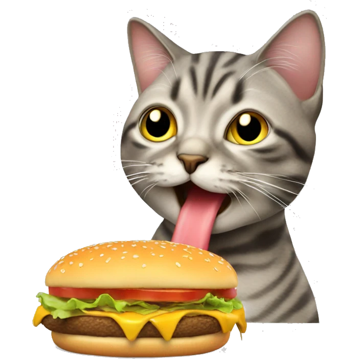 Cat eating cheeseburger emoji