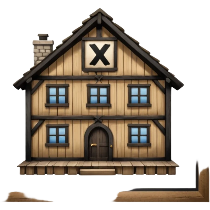 an inn with a big X on it emoji