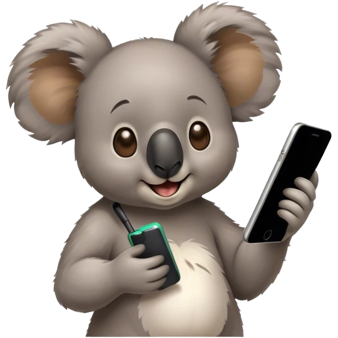 Koala calling on phone emoji