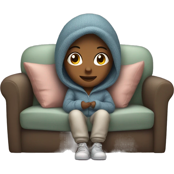 Girl with cozy outfit in couch emoji