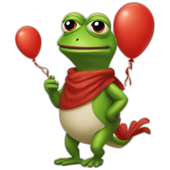 pepe giving red long baloon emoji