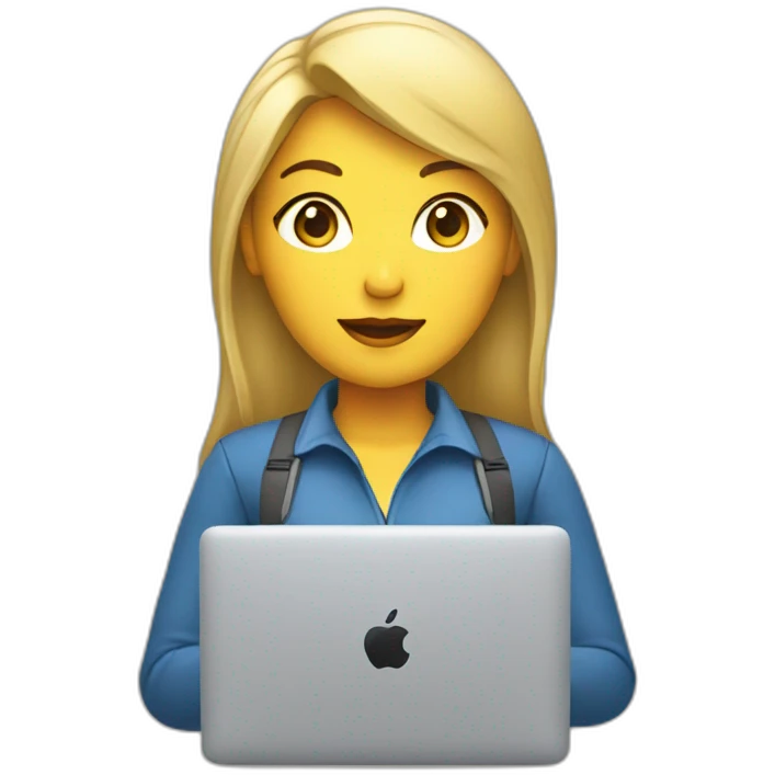 blonde asian female software engineer with Macbook on the side emoji