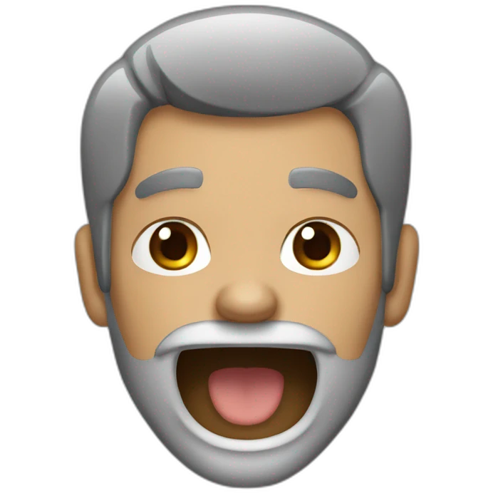 black and gray haired man with a beard yelling emoji