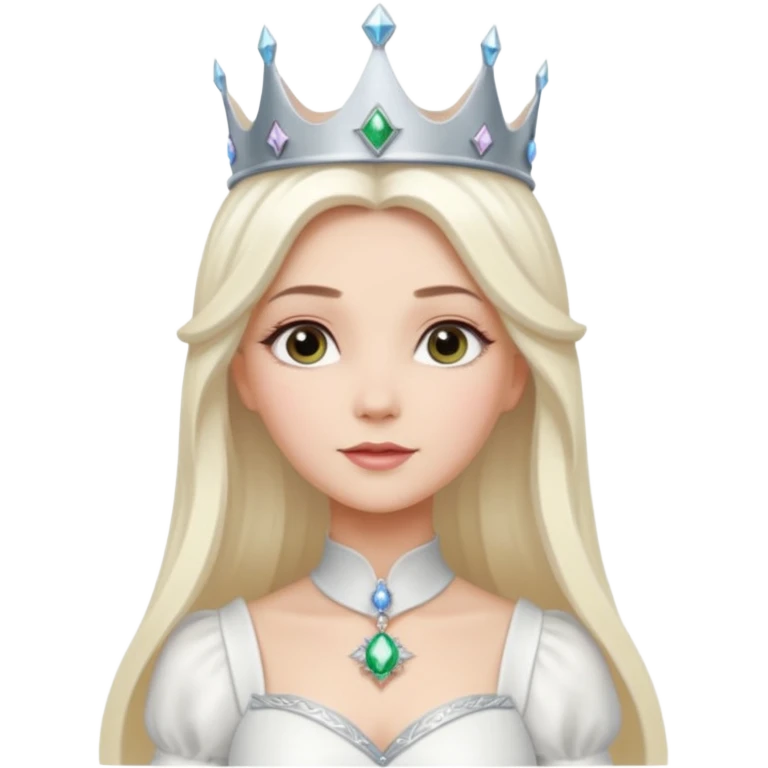 The Good Witch from The Land of Oz with long white blonde hair, white outfit and crown emoji