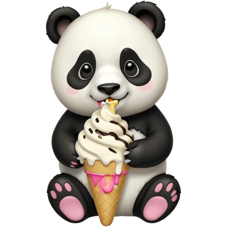 Panda eating ice cream emoji