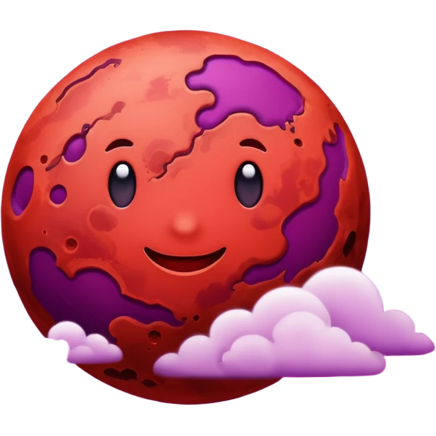 Crimson red planet with clouds and a purple star behind it emoji