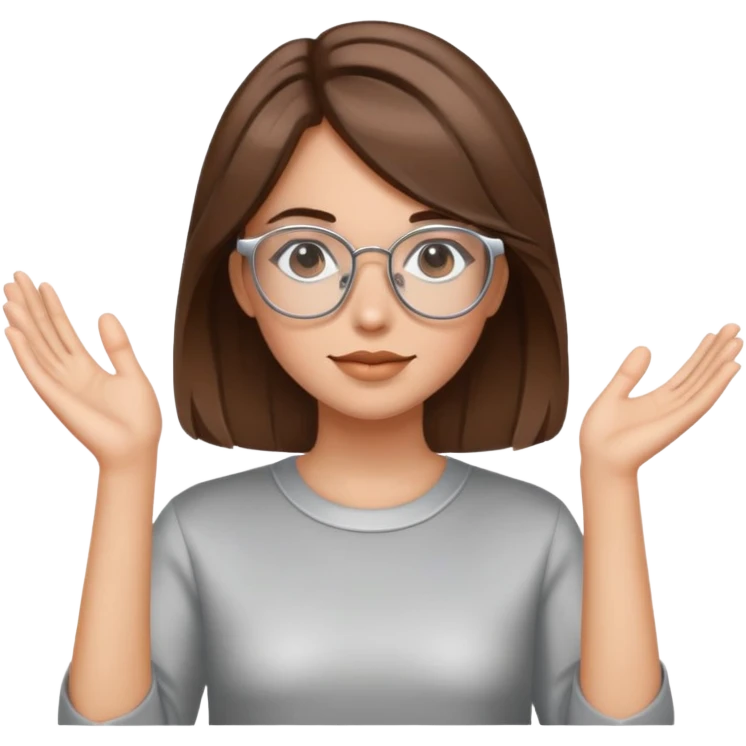 Brown medium lentgh hair girl with silver glasses emoji