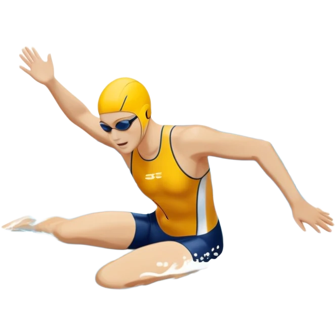 An icon featuring a swimmer in mid-stroke, cutting through the water with a strong, fluid motion. The design includes ripples around the swimmer’s body and a pool lane line in the background, symbolizing speed and technique in swimming. Transparent background highlights the grace emoji