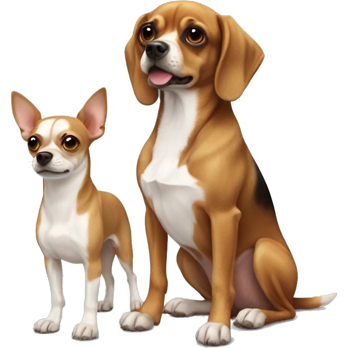 Brown and white Chihuahua and a bloodhound best friends emoji