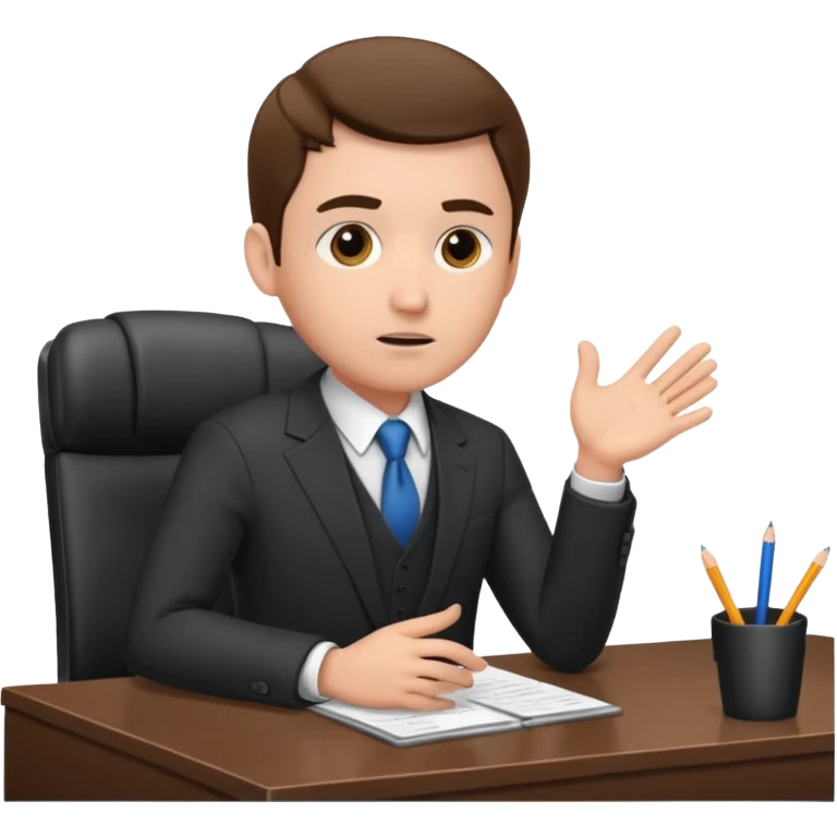 un recruteur qui pose une question à son bureau à un candidat emoji