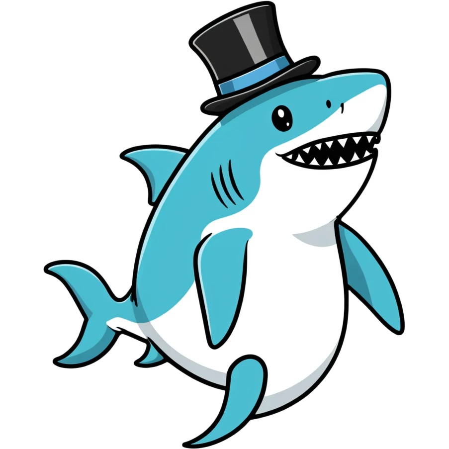 Shark with a top hat emoji